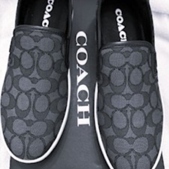 Coach "Westlyn Jacquard" slip on sneaker in Charcoal New in Box Size 8-1/2 - Picture 1 of 11